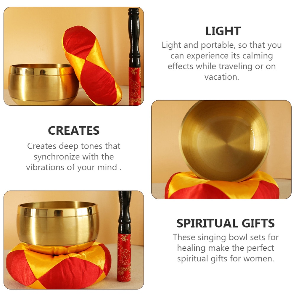 1 Set Sound Bowl Singing Bowl Meditation Spiritual Bowl with Stick