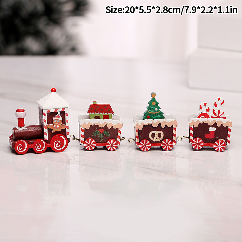 Ozdoby Świąteczne Pociąg Dekoracja Imprezowa Drewniany Mały Pociąg Boże Narodzenie 2025 Dekoracja Domu Navidad kolęda Prezenty na Nowy Rok Festiwal: BŁĘKITNA