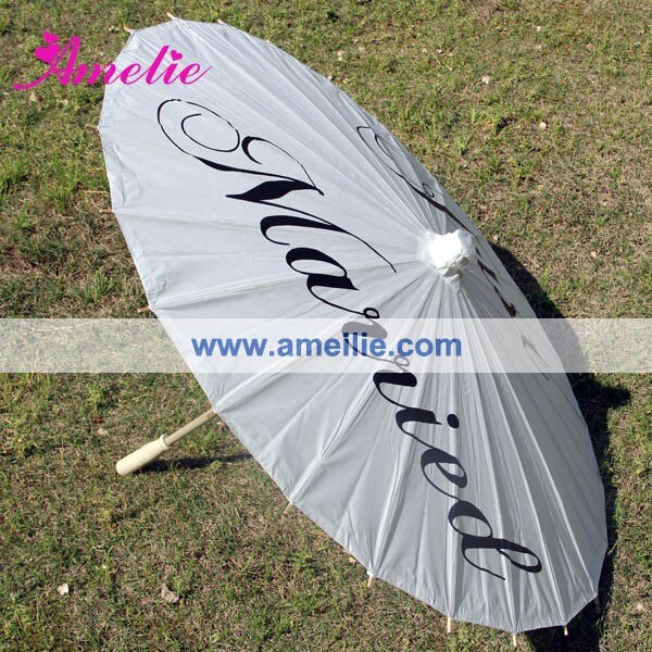 Just Married Printed Wedding Umbrella White Paper Parasol 33" Adult size Princess Photo Prop Umbrella