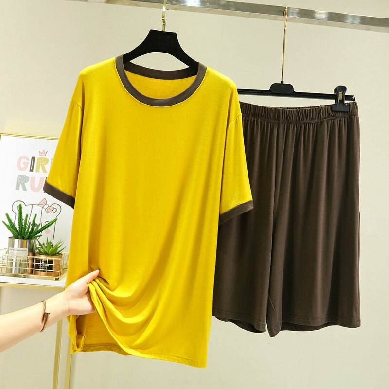 Fdfklak – pyjama pour hommes, ensemble doux et confortable, à manches courtes, grande taille, vêtements modaux pour dormir, été XL-5XL