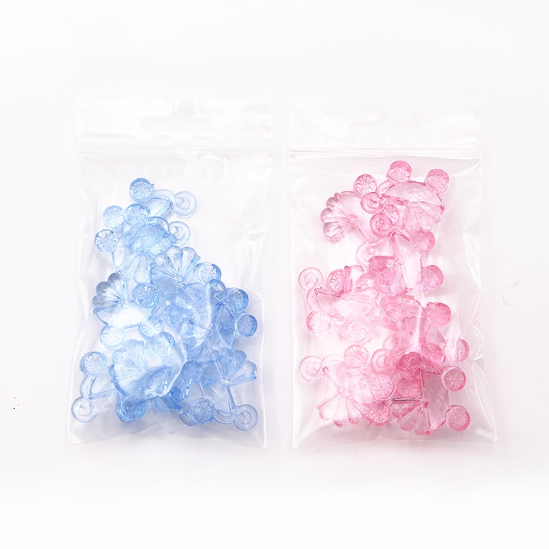 Mini calèche rose et bleu 30 pièces | Décor pour petite fête prénatale baptême, décoration pour boîte , gâteau annonce de naissance