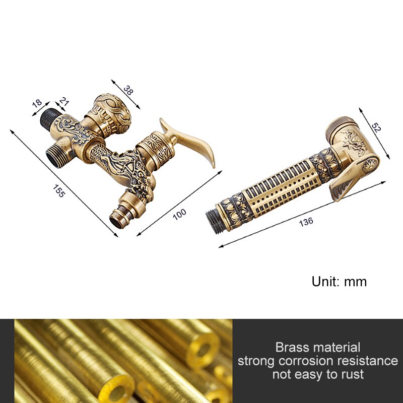 Bathroom Bidet Faucets Antique Brass Wall Mounted Out Door Faucet Sprayer Water Faucet Toilet Washing Machine Tap EL1023