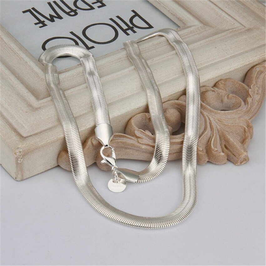 925 Sterling Zilveren Ketting Armbanden Sieraden Set 6Mm Platte Zachte Slang Ketting Mode Zilveren Vrouwen Mens Wedding