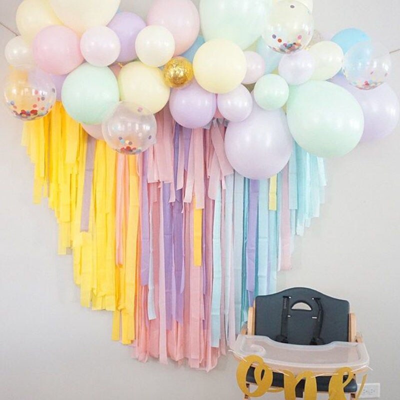 Banderole de fête en papier froissé, 82 pieds, 25M, décorations d&#39;arrière-plan colorées en papier crêpe pour enfants, décor de mariage d&#39;anniversaire