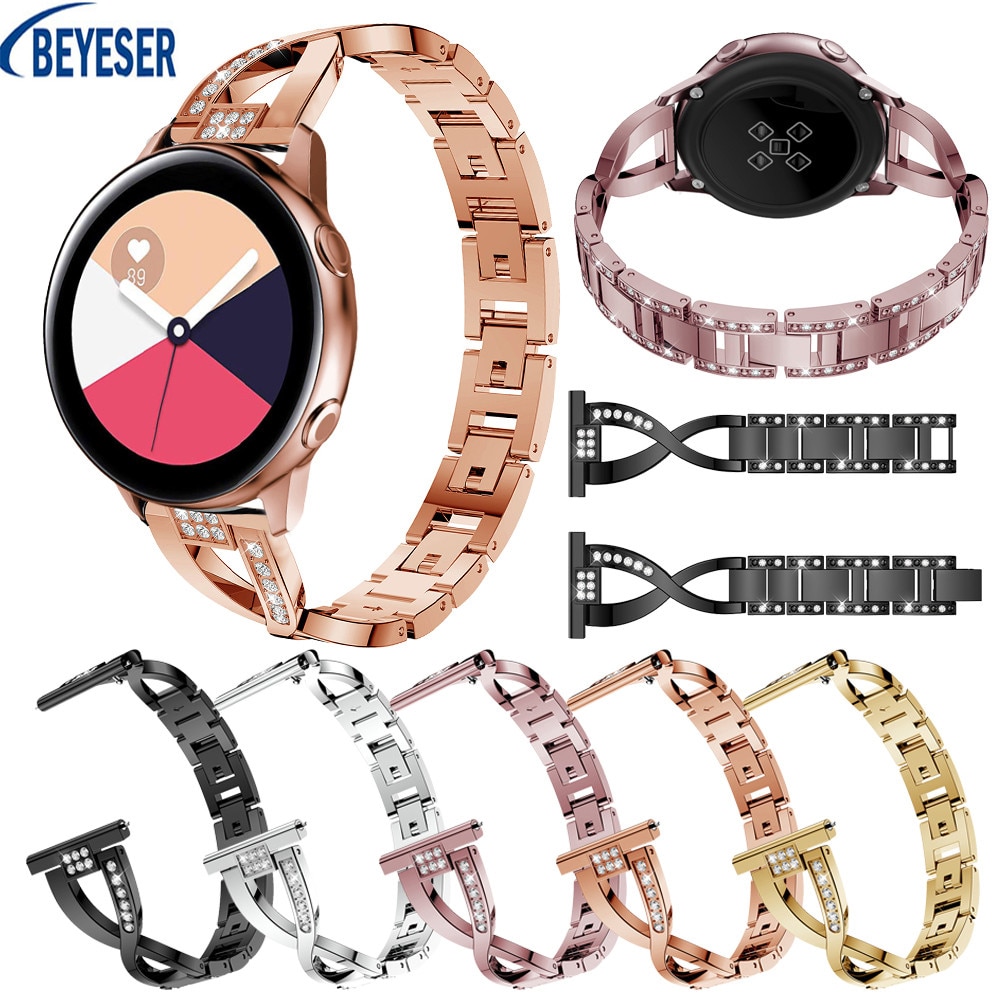 20Mm Armband Voor Samsung Galaxy Horloge Actieve Rhinestone Rvs Polshorloge Strap Voor Samsung Galaxy Horloge 42Mm gear S2