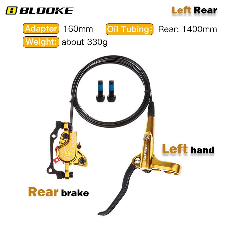 BLOOKE Mountain Bike Oil Brake M620 Hydraulic Disc Brake Caliper Suitable for Bicycle 160mm Brake Disc Aluminum Alloy Pads Parts: 160mm Left-Rear