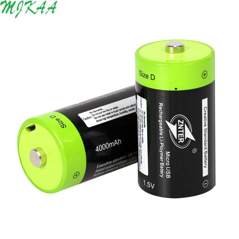 -Selling Znter D 1.5V 4000Mah Micro Usb Lithium Oplaadbare Batterij Pilha Multifunctionele Li-Polymer