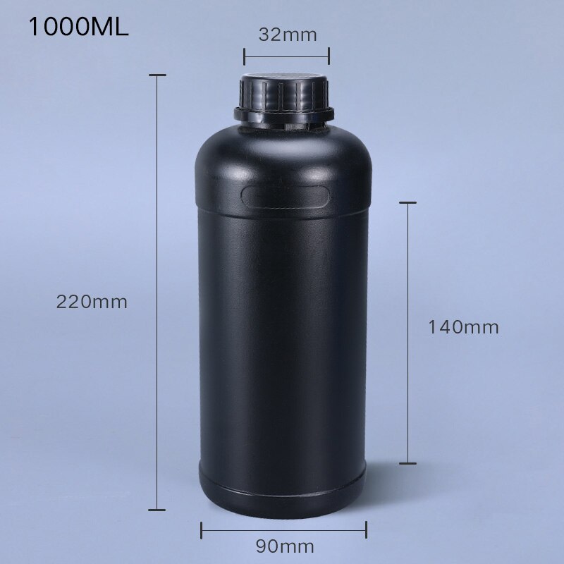 Round Plastic bottle with Lid Empty storage container for Disinfection Alcohol Food Grade HDPE material 1PCS: 1000ml black