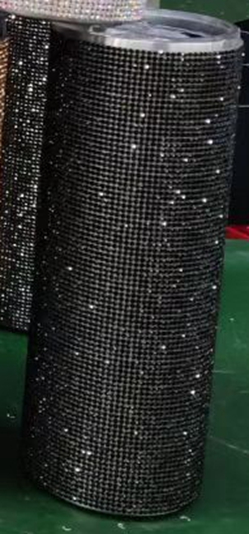 Luxury Diamond 20oz Bling Rhinestone Crystal skinny Tumbler Double Walled Insulated Stainless Steel Skinny Thermo With Lid Straw: 10