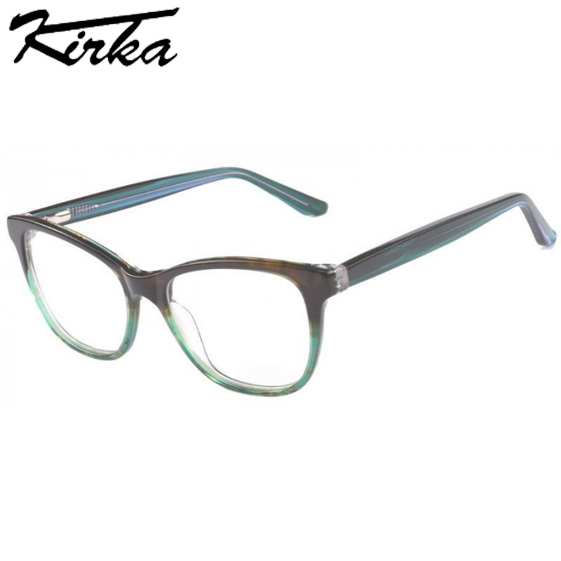 Kirka Woman Eyeglasses Frames Female Computer Glasses Frame Brown/Green Crystal Patchwork Women Men Glasses Eyewear WD3083: WD3083 C8