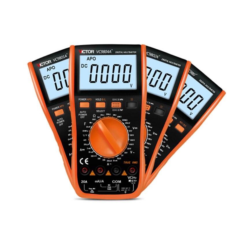 VICTOR VC9806+ Digital Multimeter DMM Ammeter Voltmeter Ohmmeter w/ Capacitance Frequency & hFE Test