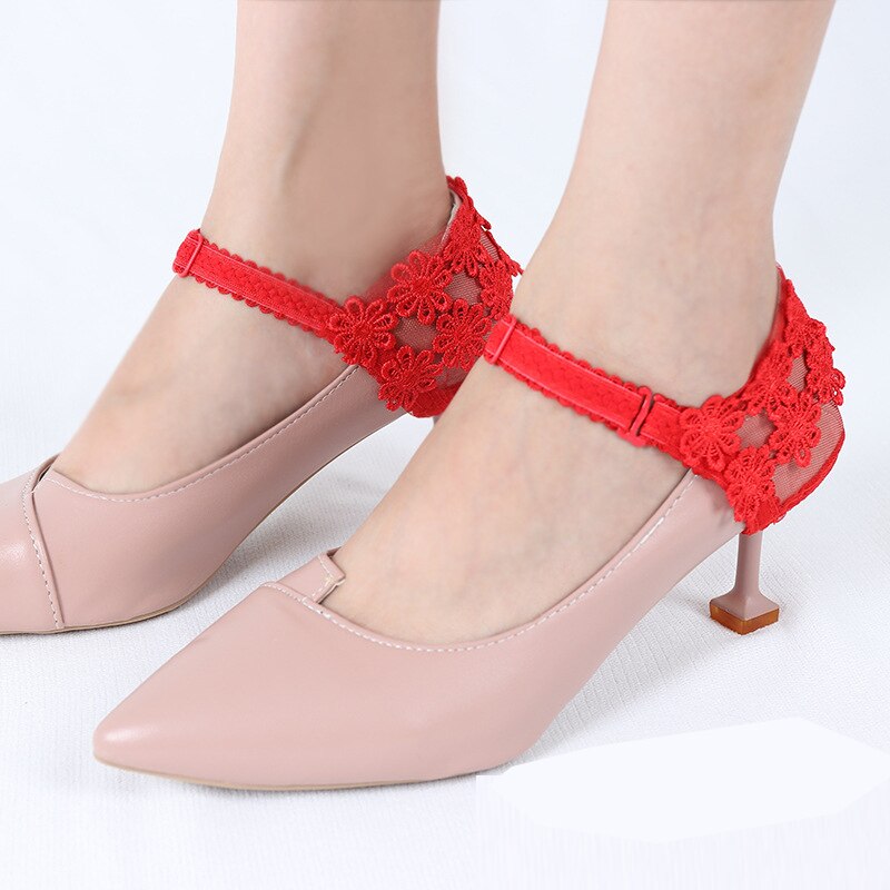 1Pair High Heels Bundle Shoelace Holding Loose Anti-skid Straps Women Lace Shoes Band Shoe Accessories: Red