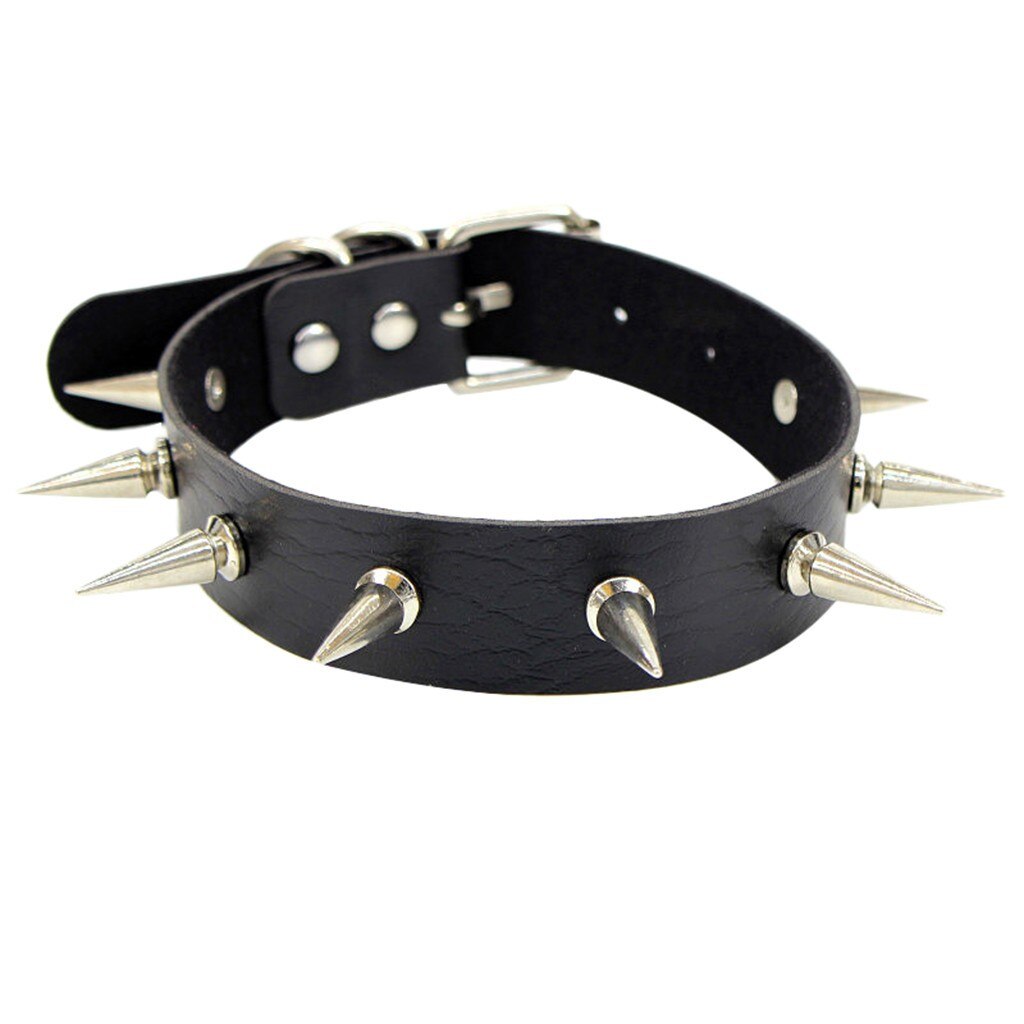 Gótico punky gargantilla Collar con picos remaches mujeres hombres tachonado Choker Collar plata Collar gótico joyería