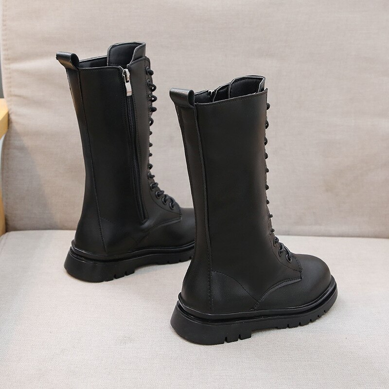Mädchenstiefel, kinderschuhe, 2022 winterstiefel, hohe stiefel aus leder, kinderstiefel mit reißverschluss, warm, schick, wasserdicht, schick