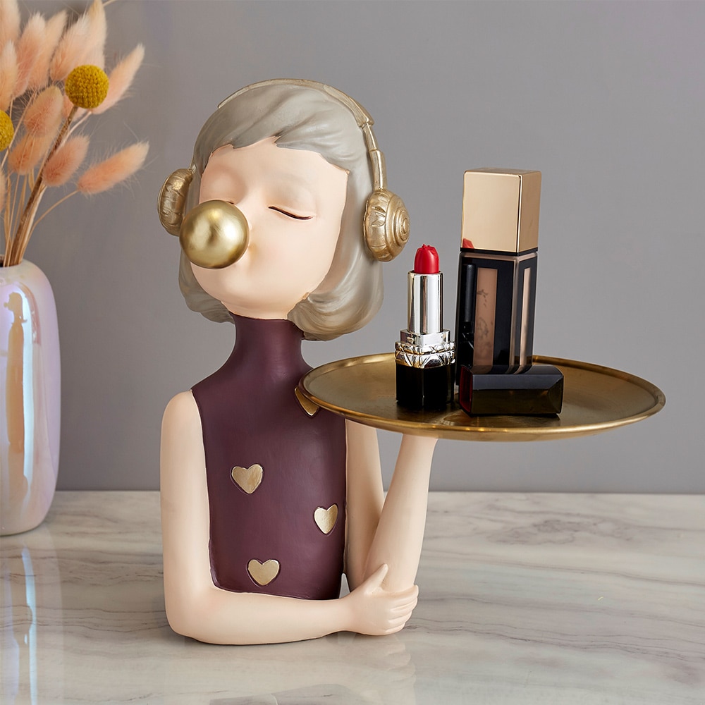 Nordic Sweet Dreamy Bubble Girl Sculpture Storage Lipstick Fruit State Living Room Decoration Bedroom Decor Accessories