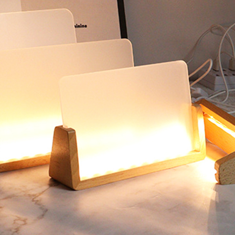 Luces LED creativas Marco de fotos de madera maciza Marco de fotos acrílico innovador en forma de U Decoración de escritorio para el hogar: 6 pulgadas