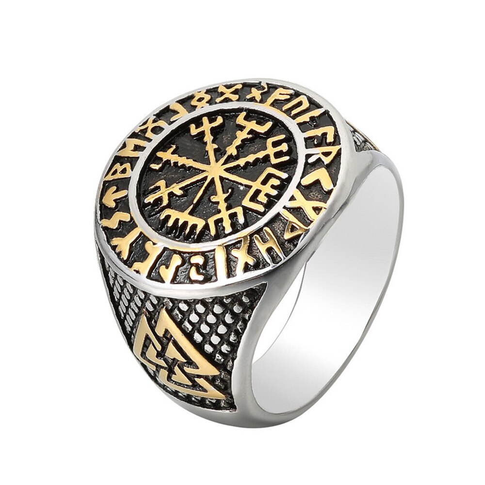 Vintage Odin Viking Rune Compass Rings