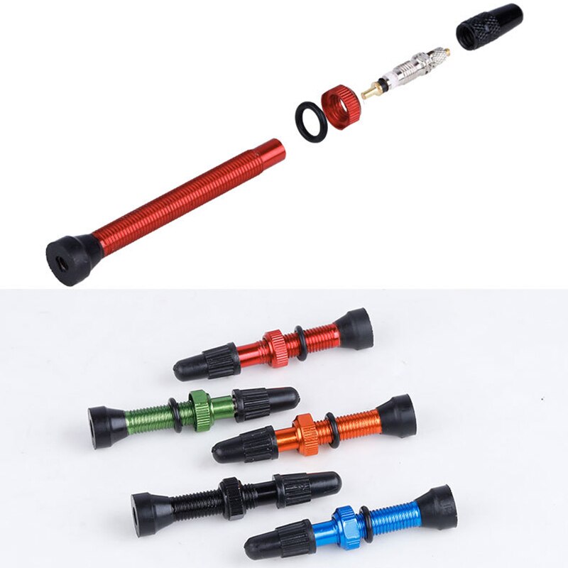 1Pair Bicycle 60mm Presta Valve for Road Bicycle Tubeless Tires Brass Core Alloy Stem Tubeless Sealant Compatible,Red