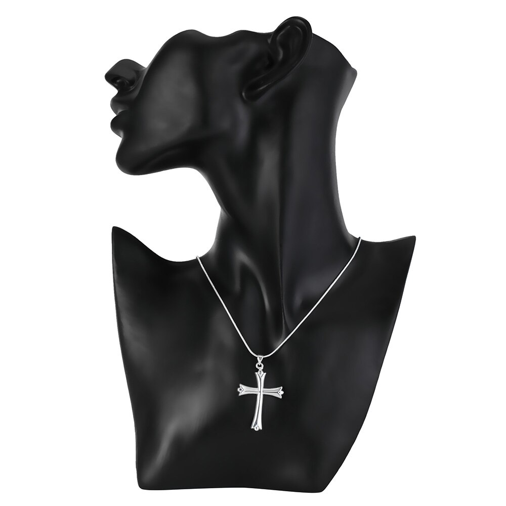 925 Sterling Silver Necklace Simple Cross Pendant Necklace Silver Chain For Women &amp; Men Jewelry