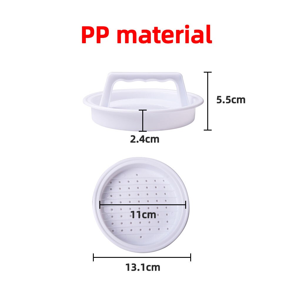 Manual ABS Hamburger Meat Press Maker Non-Stick Stuffed Round Shape Burger Patties Beef Grill Pie Press Mold Kitchen Accessories: White