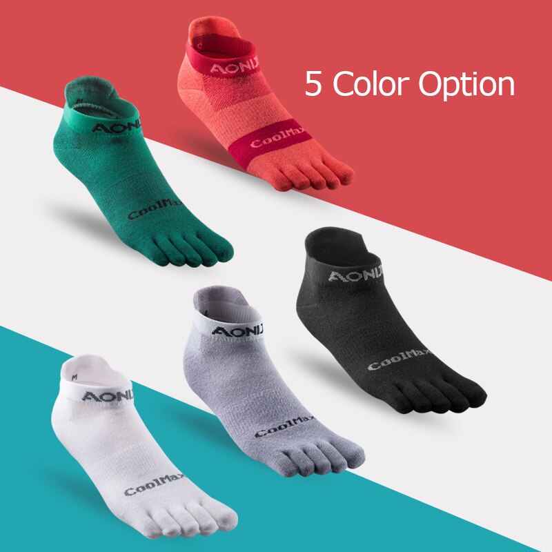AONIJIE Een Paar Lichtgewicht Sokken Low Cut Athletic Teen Sokken Kwart Sokken Voor Vijf Tenen Barefoot Loopschoenen Marathon Ras