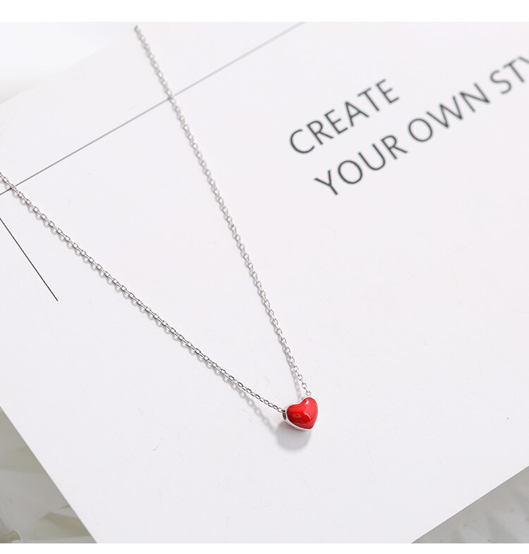 Ryoucute Echte Zilveren Kleur Rood Hart Choker Kettingen Voor Vrouwen Bruiloft Sieraden Statement Ketting Kolye Collares