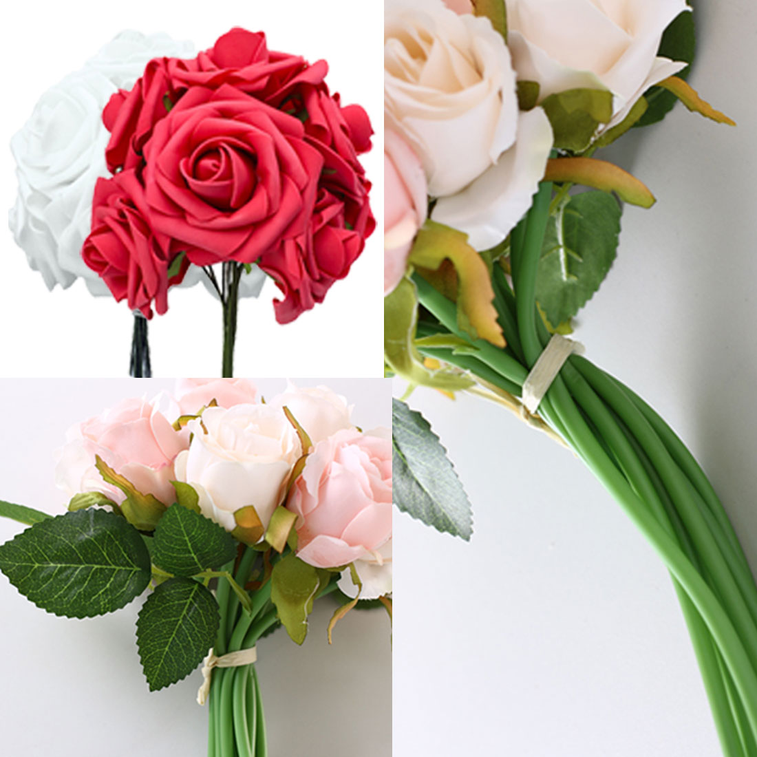 10 Heads 7CM Artificial Rose Flowers Wedding Bride Bouquet PE Foam DIY Home Decor Rose Flowers Wedding Decoration 11 Colors