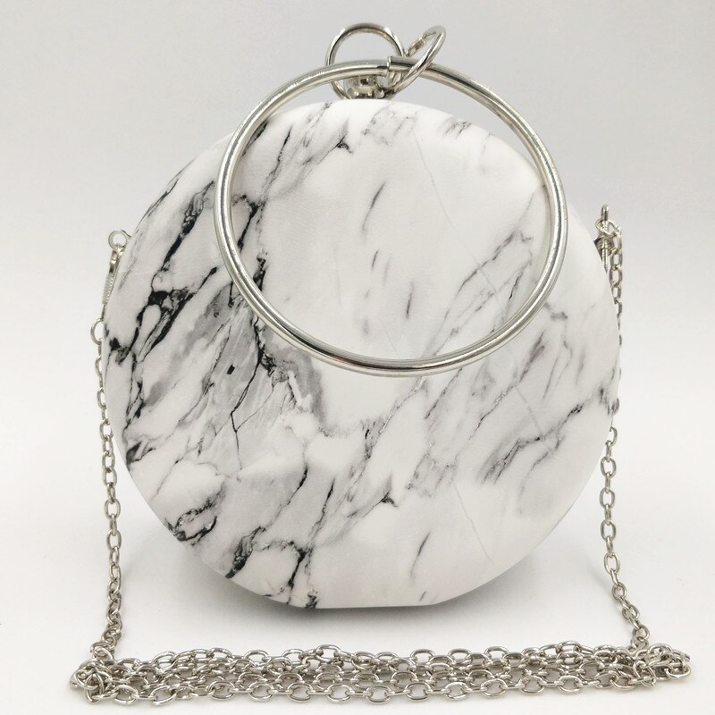 Neue Frauen Umhängetasche Runde Brieftasche Tinte Drucken Dame Schulter tasche Hoop Tragbaren Umhängetasche Marmor Kupplung Handtasche: Default Title