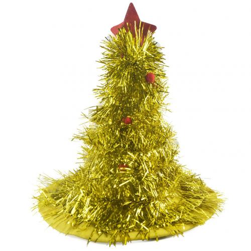 Skinnende glitter juletræ hat voksen børn xmas fest kostume indretning sød kasket jul hat fest santa hatte år: Gul