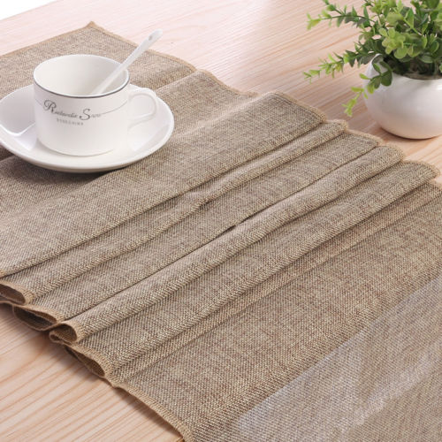 Burlap Table Runner Jute Imitated Linen Tablecloth Rustic Wedding Party Banquet Decoration Home Textiles overlay Gray Khaki