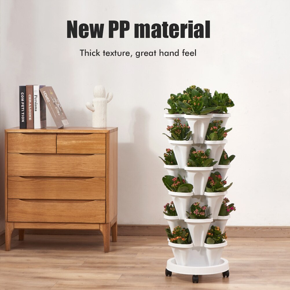 Pot de fleurs en plastique stéréoscopique Vertical empilable, support de semis de fraises de jardin pour la croissance de fleurs de fraises