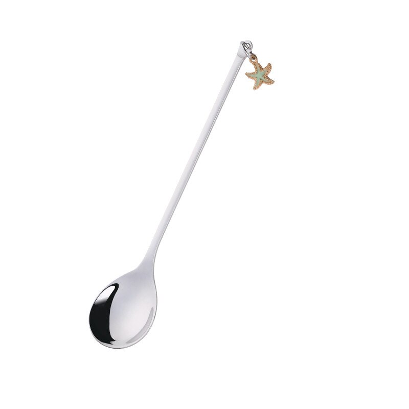 Bunte Edelstahl Kleine Kaffee Löffel Rühren Regenbogen Löffel Schöne Ohrring Abendessen Löffel Griff Teelöffel Küche Geschirr: silver / dinner spoon 18cm