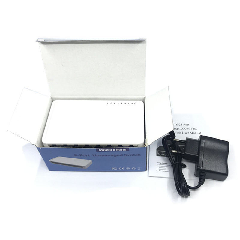 OEM model 8 Port Gigabit Switch Desktop RJ45 Ethernet Switch 10/100/1000mbps Lan Hub switch 8 portas