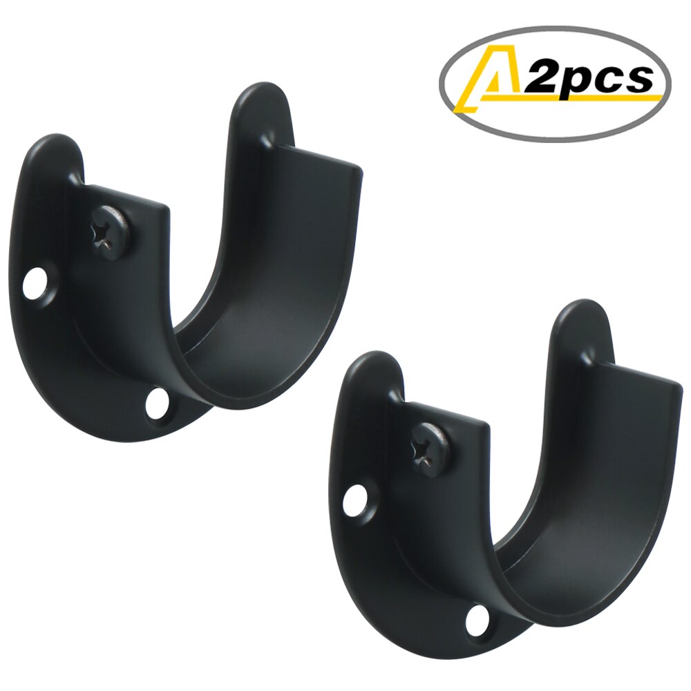 25/32mm Heavy Duty Stainless Steel Closet Rod End Supports Closet Pole Sockets Flange Rod Holder Support Socket Flange: 32mm / Black