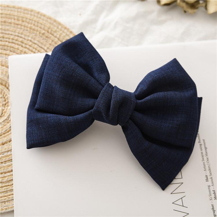 Pasadores de lazo grande de Color liso para mujer y niña, horquillas de satén de terciopelo de , 2 capas, accesorios para el cabello: blue