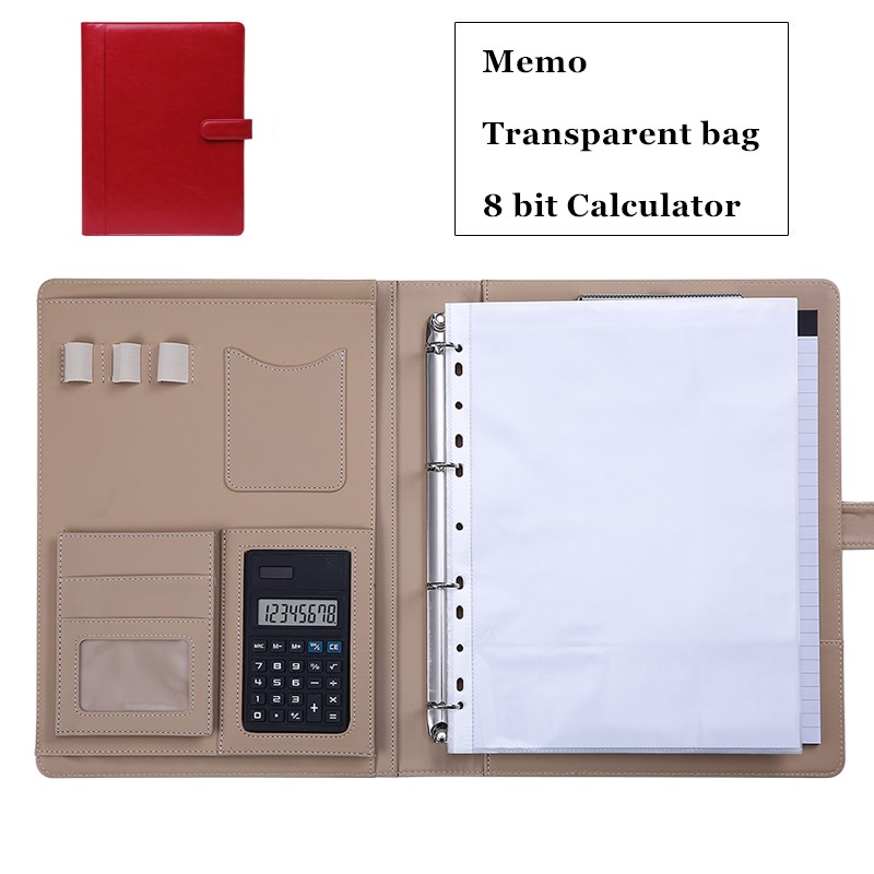 Pochette multifonction pour conférence et fichiers A4, avec pince de gestion, pour bureau, calculatrice, porte-carte, pour gestionnaire: B Red