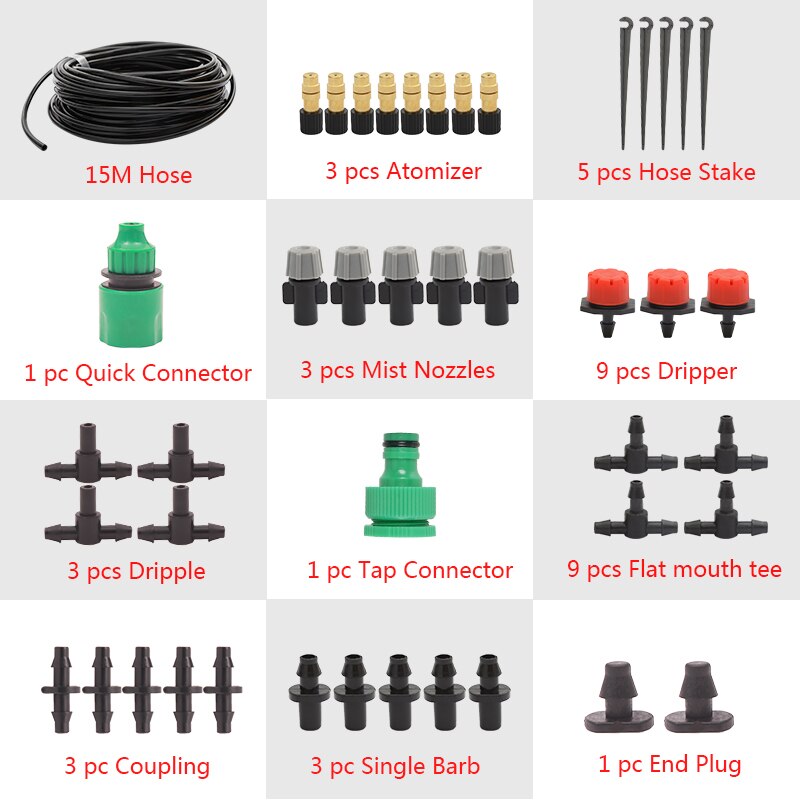 Fast 5M-50M Irrigation System Automatic Watering Garden Micro Drip Watering Kits With Adjustable Drippers: 15m