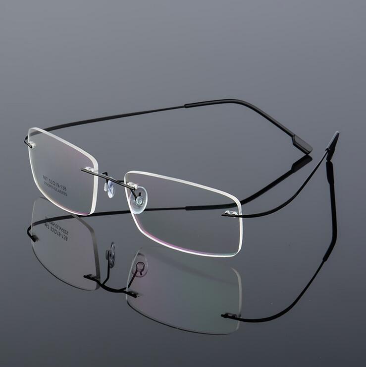 Titanium Legering Flexibele Frameloze Mannen Vrouwen Metalen Randloze Bijziendheid Frame Opvouwbare Glazen Been Optische Brillen: Black