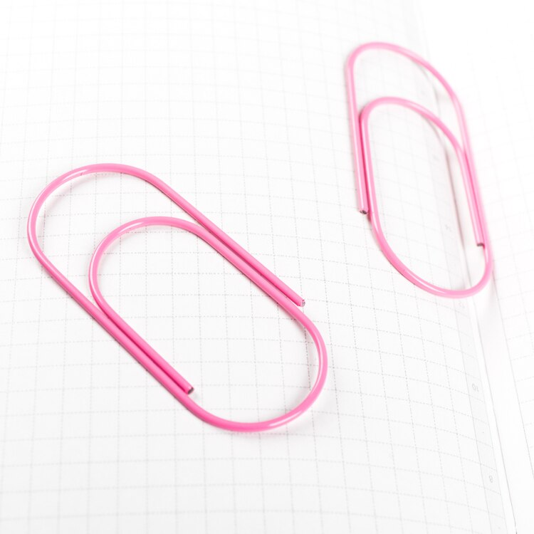 Pink Cute plus size wide Paper Clip 50mm metal Line Color Pin Bookmark Shool Stationary Office Clip big wide Paperclips Metal