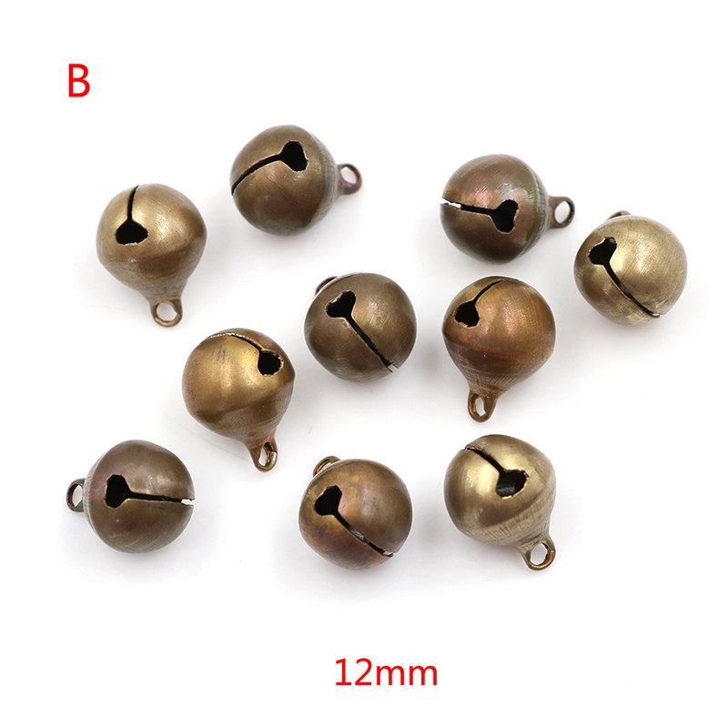 10 st / parti 10/12/14cm brons metall jingle klockor lös festival fest dekoration julgran dekorationer diy hantverk tillbehör: 12mm