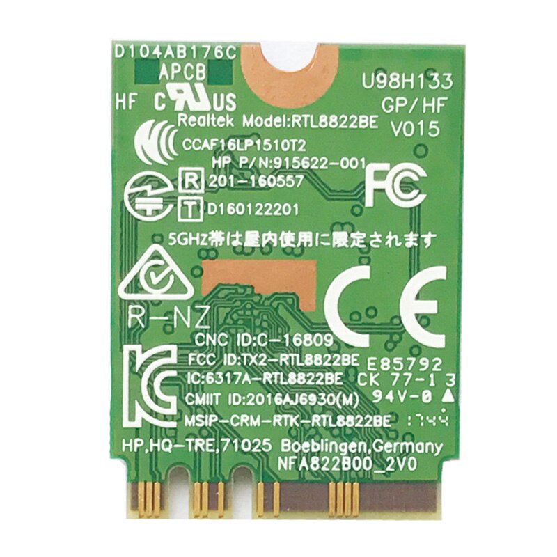 RTL8822essere Doppia Frequenza AC 433M Scheda di Rete Bluetooth 4.0 Scheda di Rete senza fili SPS: 915623-001