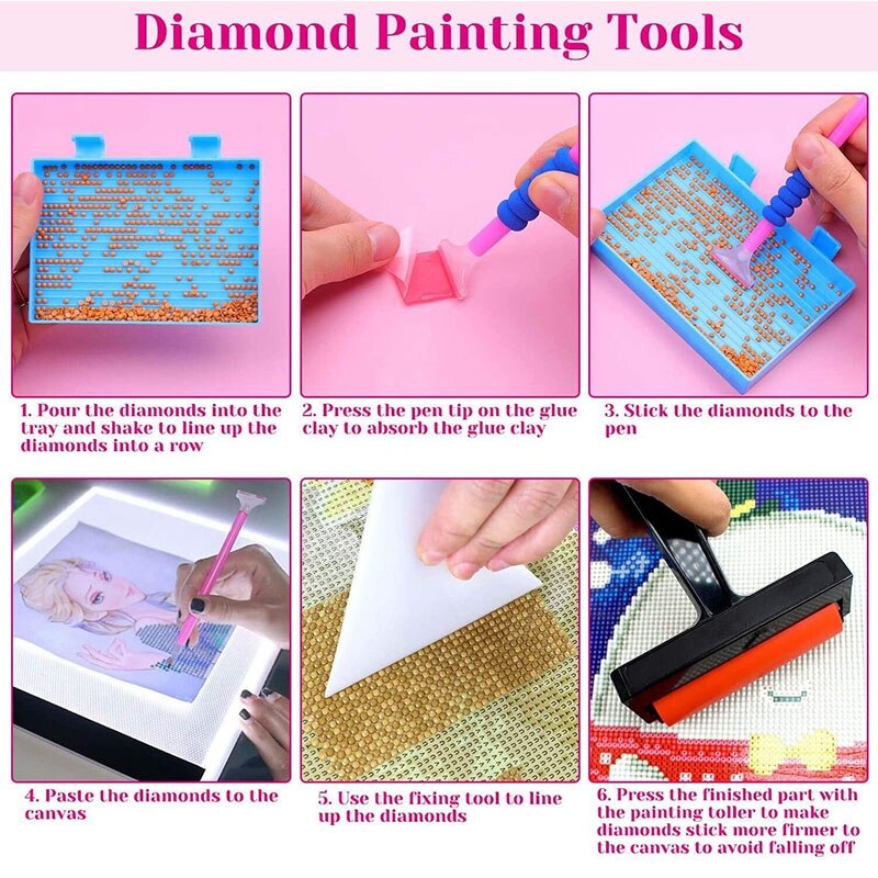 105Pcs Diamond Painting Kit with A4 Light Pad 5D Drawing Tools and Paint By Accessories for Diamond Painting