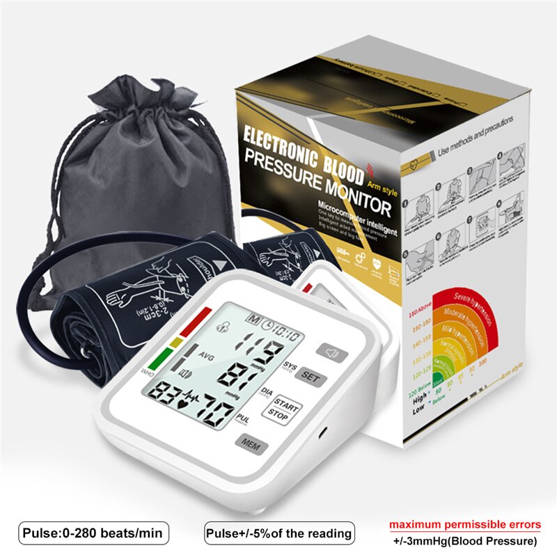 Digitale Lcd Bloeddrukmeter Bp Monitor Tonometer Automatische Zorg Draagbare Home Gezondheid Bovenarm Bloeddrukmeter