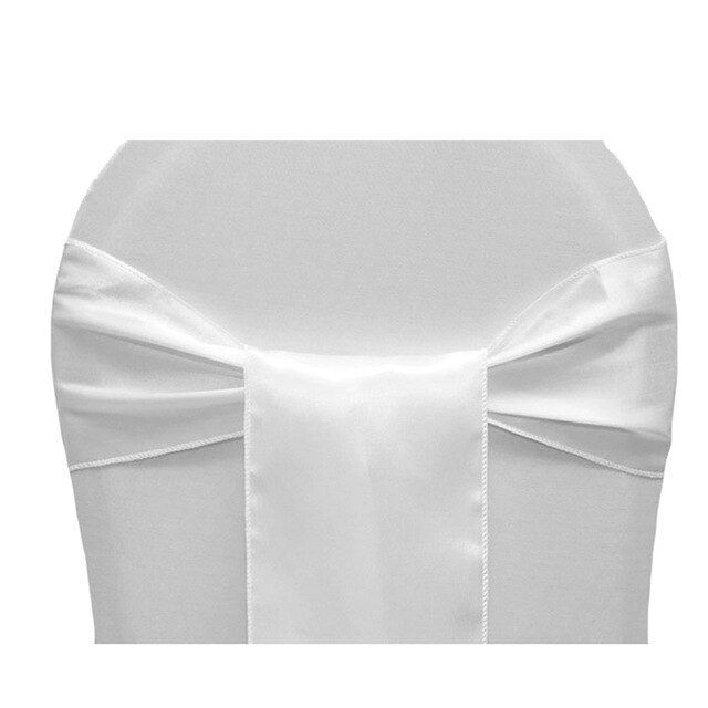 BIT.FLY – housse de chaises en Satin 15x275cm, 1 pièce, décoration de fête, mariage, hôtel, Banquet,: white