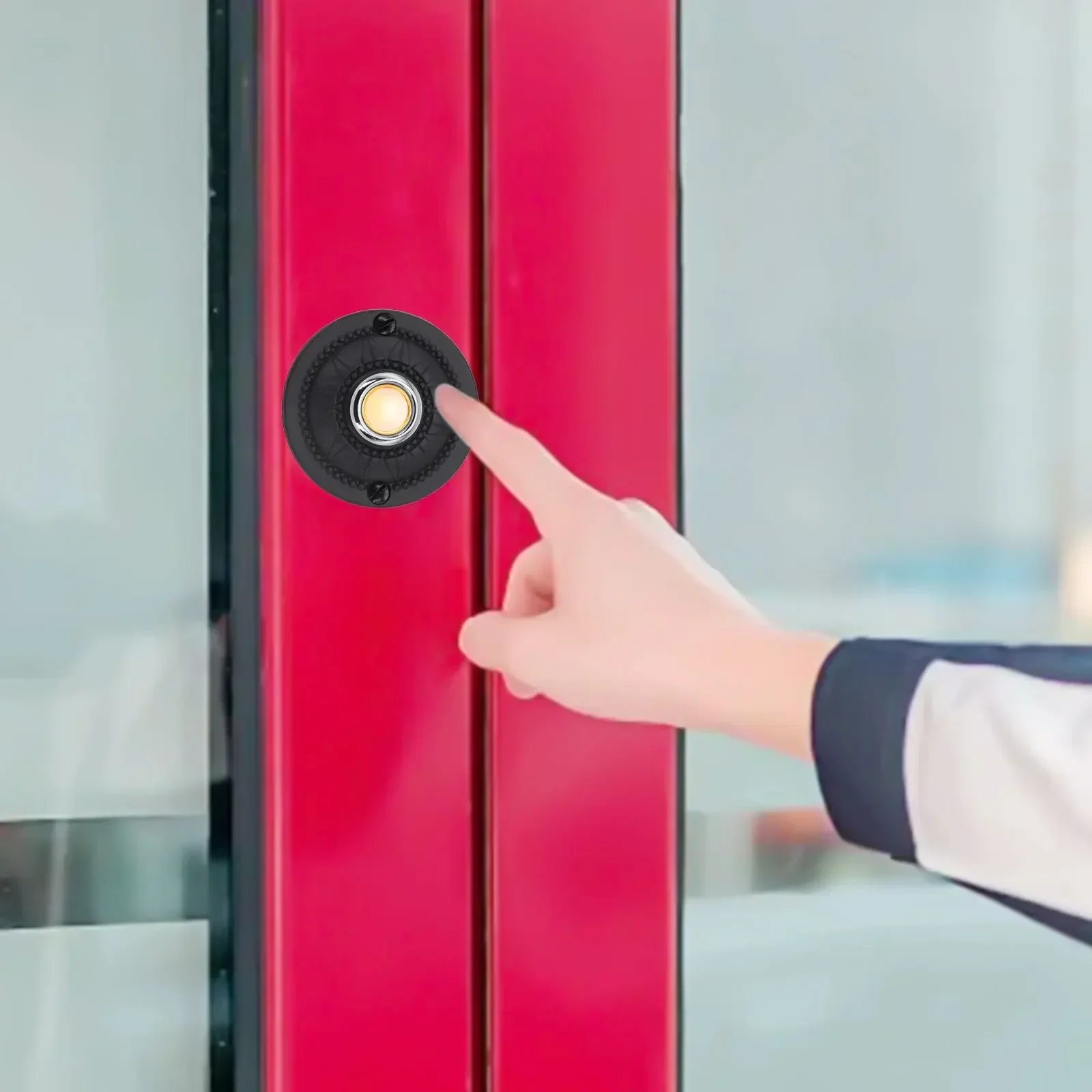 Round Metal Doorbell Push Button Black Wired Lighted Doorbell Button Replacement LED Door Chime Wall Mounted Doorbell Switch