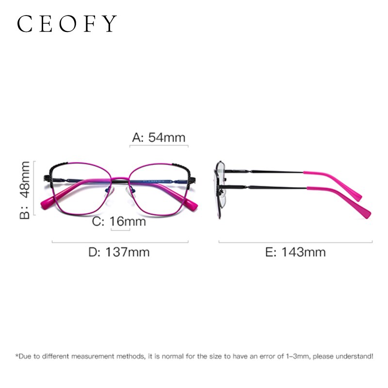 Ceofy Women Eyeglasses Frame Stylish Cat Eye Myopia Optical Vintage Brand Prescription Glasses Frame Women Eyewear 3014