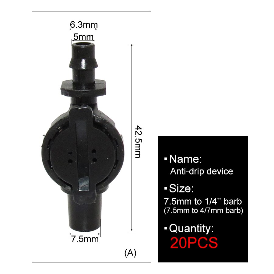 MUCIAKIE 20PCS Anti Drip Device Anti-drip Valve Garden Irrigation Sprinkler Connector 6mm 7.5mm to 1/4'' (4/7mm) Barb Micro