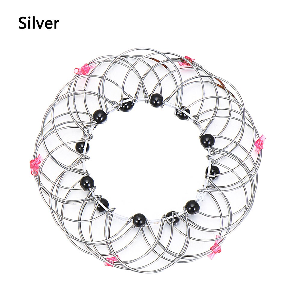 1PC Magie Mandala Blume Korb Spielzeug Mehrere Änderungen Magie Eisen Hoop Spielzeug Angst Relief Leicht zu Tragen Kreative Finger spielzeug: Silver