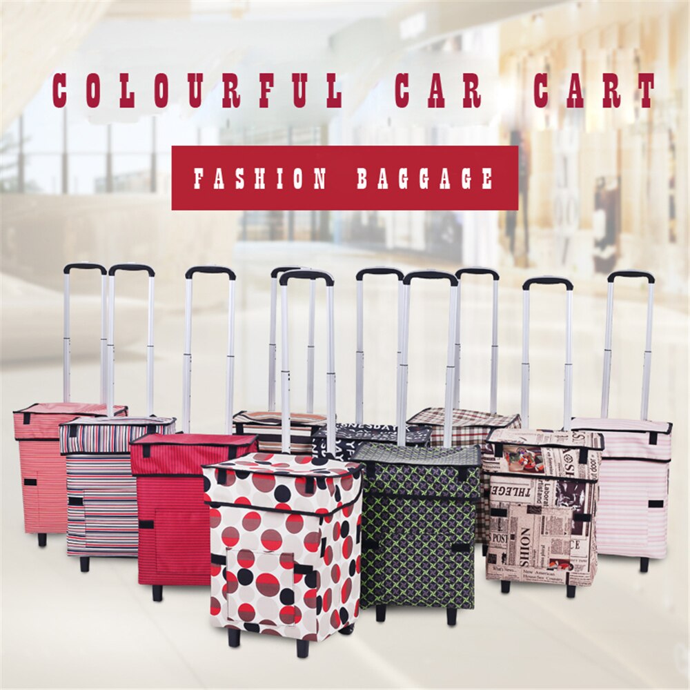 B-LIFE Shopping Cart Super Loading Grocery Foldable Cart with Extra Large Shopping Bag Laundry Utility Cart Bonus Adjustable