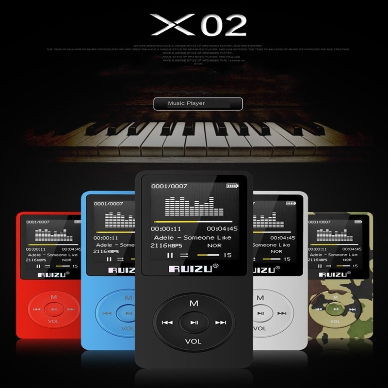 RUIZU X02 100% original English version Ultrathin MP3 Player with 32GB storage and 1.8 Inch Screen can play 80h, Original